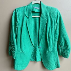 Green linen blend blazer - small